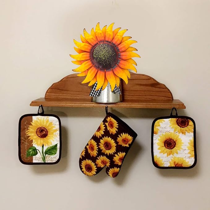 EASICUTI 6 Inch Sunflower Metal Flowers Wall Decor Metal Wall Art Decorations Hanging for Indoor Outdoor Home Bathroom Kitchen Dining Room Bedroom Porch Hallway or Wall Sculptures