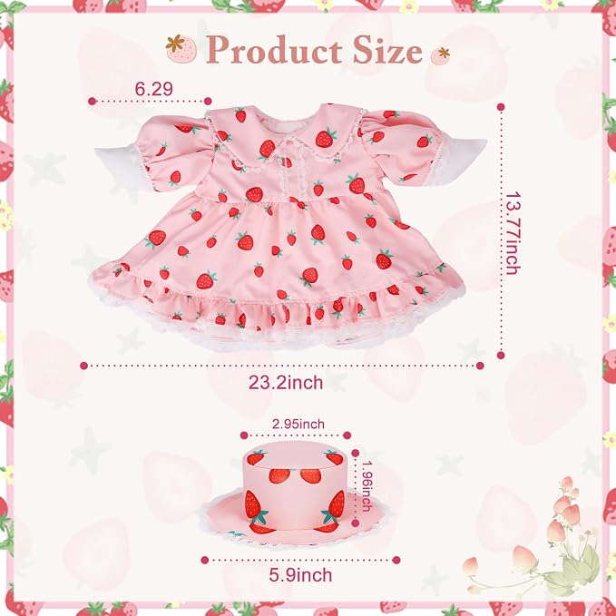 Cute Strawberry Porch Goose Outfits, 23” Porch Goose Summer Outfit | Goose Clothes with Dress and Hat for Outdoor Garden, Lawn, Yard, Patio Decor