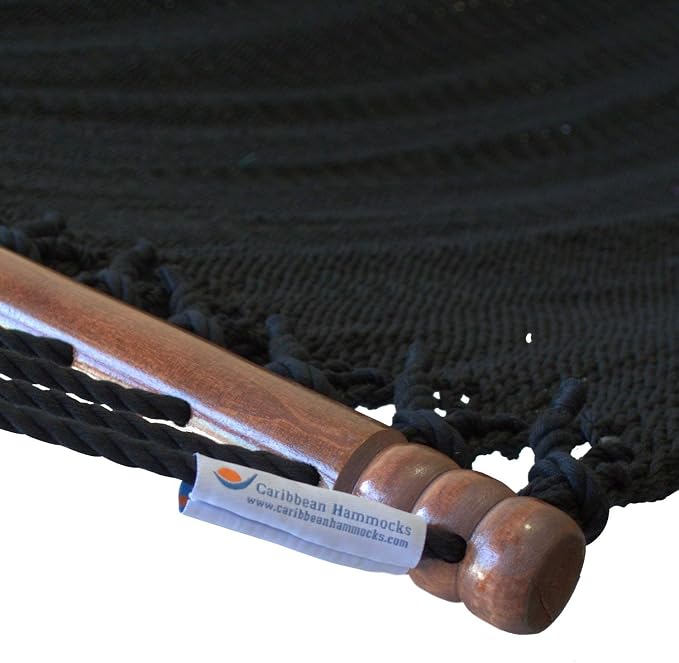 Jumbo Caribbean Hammock - 55 Inch - Soft-Spun Polyester - Black