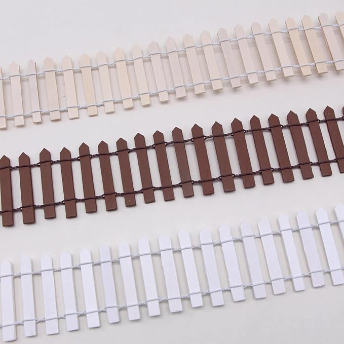 35 Inches Mini Fairy Garden Fence DIY Small Wood Decorative Picket Fence Micro Landscape Miniature Ornaments for Dollhouse, Crafts, Diorama Project, Plant Pot (Brown(2 PCS))