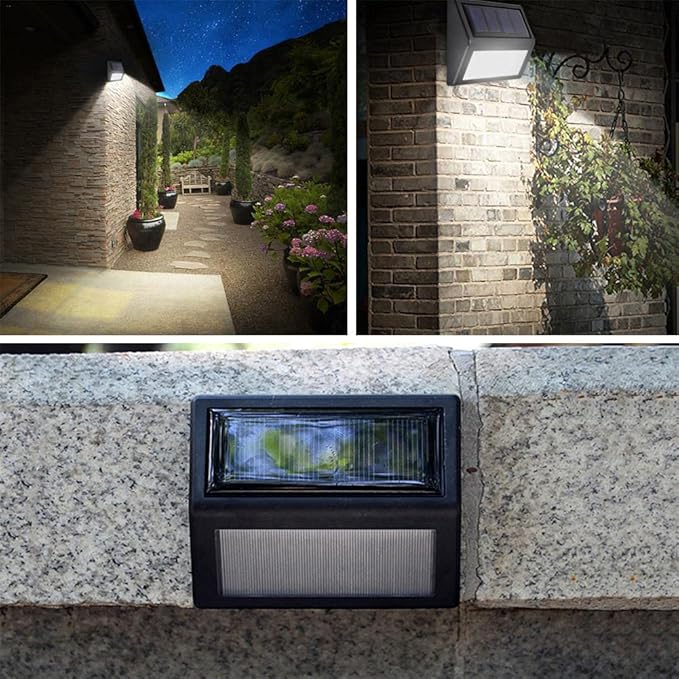 Solar Fence Lights, Waterproof Solar Outdoor Lights for Stairs Decks Steps Fences Patio Yard, LED Wall Sconce (Cool White/10 Pack)
