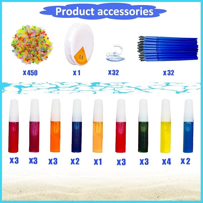 AUEKIV 32 Sets Summer Ocean Beach Suncatchers Window Art DIY Kits Sea Animals Sun Catcher Paint Your Own Crafts Window Hanging Ornaments for Home Activity Art Project Birthday Party Favors