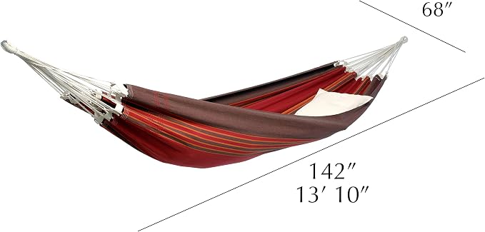 BYER OF MAINE Paradiso Hammock, Authentic Brazilian, Terra Cotta, Recycled Cotton/Polyester Blend, Double, 142" L x 68" W, Holds up to 400lbs