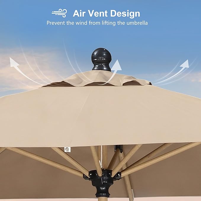 PURPLE LEAF 9' x 12' Patio Umbrella with Base Outdoor Umbrella Market Umbrella with Crank & 8 Ribs Aluminum Rectangular Table Umbrella Outdoor Patio for Backyard, Taupe