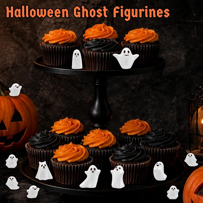 40 Pcs Halloween Mini Resin Ghosts Tiny Little White Ghost Figures | Halloween Miniature Figurines, Party Tabletop Garden Micro Landscape Decoration