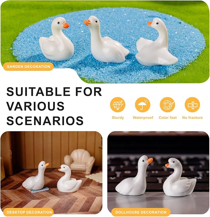 72 pcs Mini Resin Swan Many Styles Variety Tiny Animals Figures Miniature Little Small Animal Figurines Bulk for Micro Fairy Garden Landscape Accessories Hide Crafts Decor Aquarium