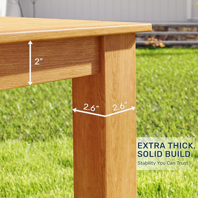 ZHUSI Outdoor Dining Table HDPE Material (Teak, 1 Table)