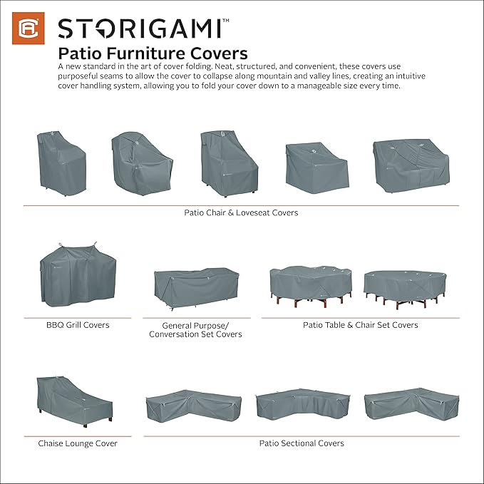 Classic Accessories Storigami Water-Resistant 140 Inch Easy Fold Patio Furniture Cover, Goat Tan, Patio Furniture Covers