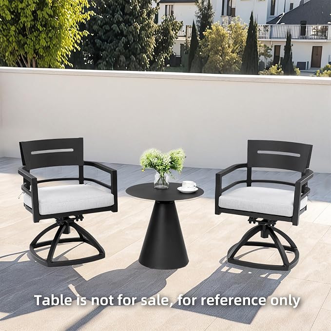 Patio Dining Swivel Chair with Sunbrella Fabric Cushion, 360° Rotation and Aluminum Modern Outdoor Dining Chairs, Garden (2PCS Swivel Chairs)