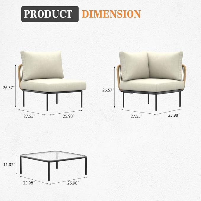 7 Piece Modern Outdoor Rope Wicker Sectional Patio L-Shaped Conversation Sofa Set Deep Seating with Thick Cushions