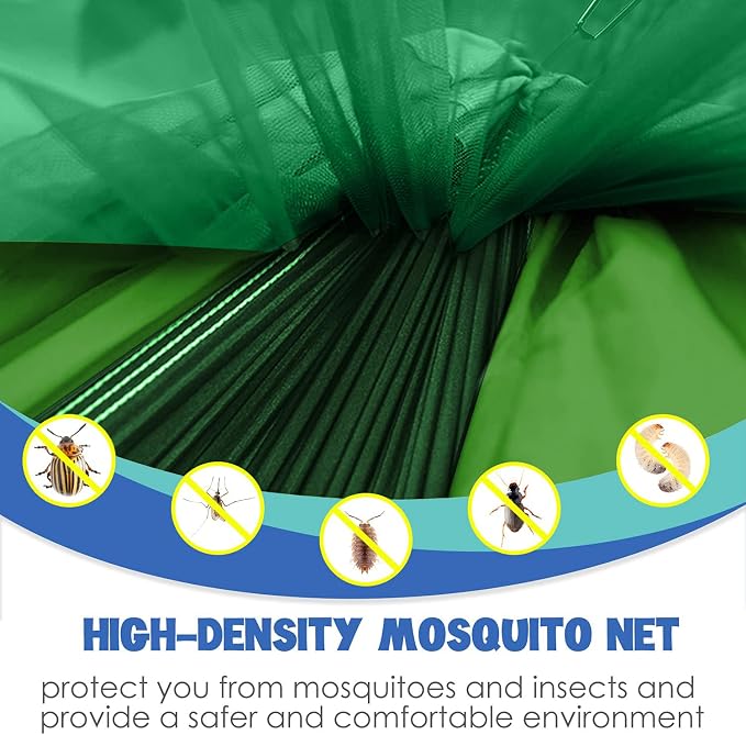 Gold Armour Camping Hammock - Camping Essentials, Double Hammock with Bug Net, Camping Gear Portable Hammock for Outside, Hiking, and Travel (Green & Lime Green)