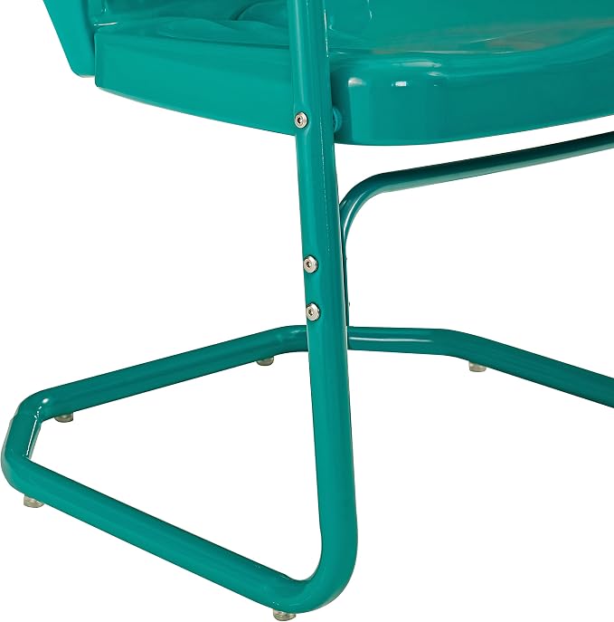 Crosley Furniture Ridgeland 5-Piece Outdoor Dining Set for 4, Retro Metal Round Patio Table and Chairs, Turquoise Gloss