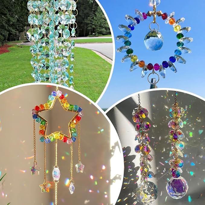 1 Box 120Pcs K9 Crystal Glass Beads 14mm Crystal Glass Octagon Beads 2 hole Chandelier Prisms Light Grey Hanging Pendants for DIY Crafts Curtains Lamps Wedding Decoration Suncatcher Ornaments