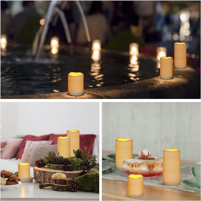 Artmarry Flameless Candles 4" 5" 6" Set of 12 Ivory Waterproof Pillars 3" Diameter Battery Operated Flickering Candles Include 10-Key Remote Timer Function 400+ Hours by 2 AA Batteries (12 Pack)