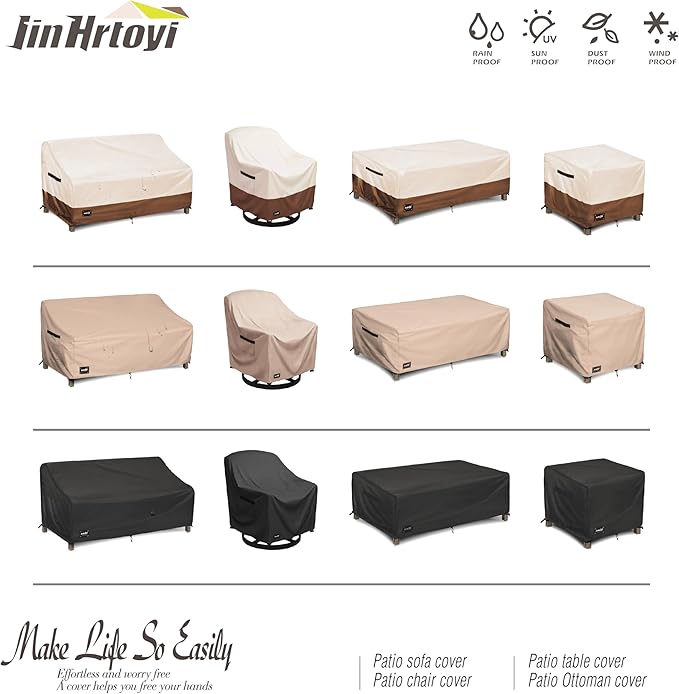 JinHrtoyi Outdoor Chair Covers 2 Pack,35Wx37Dx38H inches Patio Chair Cover,100% Waterproof Heavy Duty Outdoor Furniture Covers Waterproof,Black Minimalism Style Patio Furniture Cover