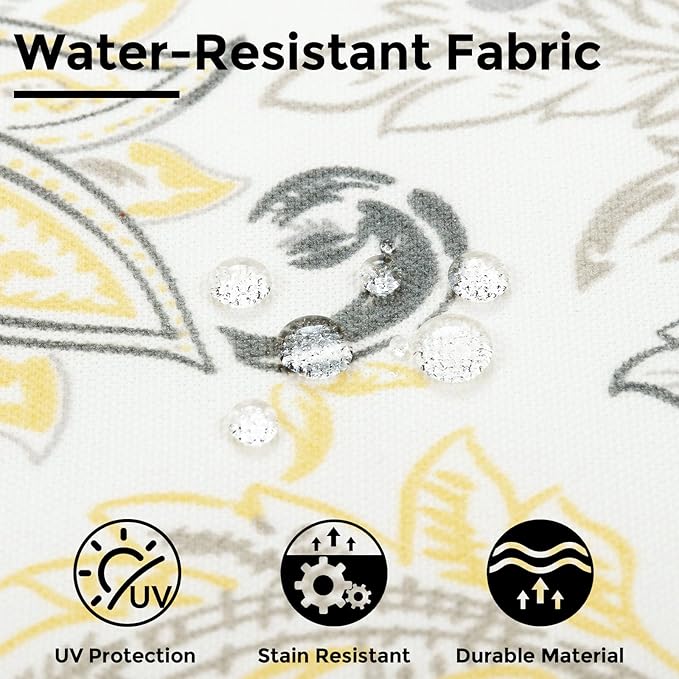 FUNHOME Outdoor Bench Cushion Cover 45 x18 x 3 inch,Water Resistant Cover with Zipper&Ties,Fade-Resistant Slipcover,Patio Porch Swing Cushion Cover Replacement Only,No Insert(Yellow Flower)