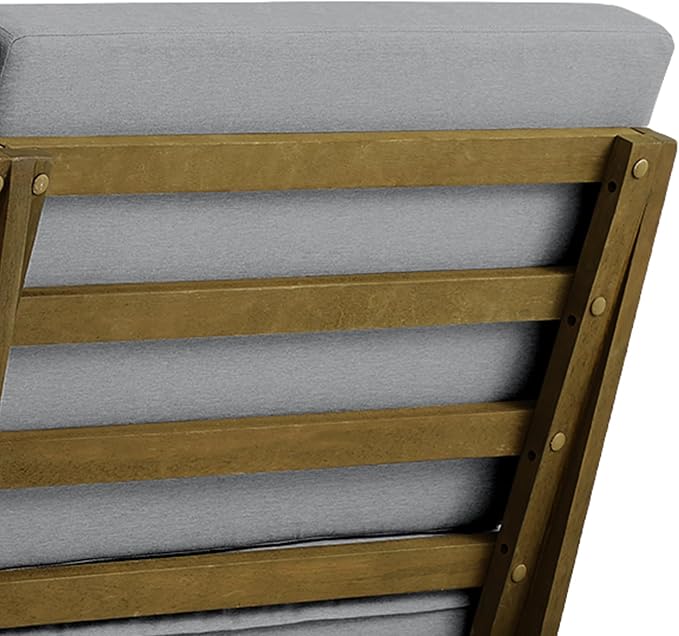 Outdoor Furniture Patio Couch, Weather Resistant 3-Seater Patio Sofa with Removable Cushion, Teak Wood Frame for Porch & Backyard Seating - Grey