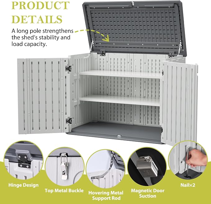 Large Outdoor Storage Box with Removable Shelf, 28 Cu.Ft. Weather-Resistant HDPE Deck Box for Patio Cushions and Garden Tools, Lockable White Storage Cabinet, 52 x 30 x 39 Inches