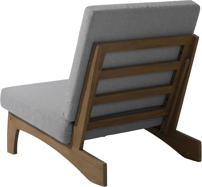 3 Piece Wood Patio Chair Outdoor Bistro Set, All Weather Outdoor Furniture Patio Sofa Chair Backyard Seating Group Conversation Sets with Wooden Side Table - Gray