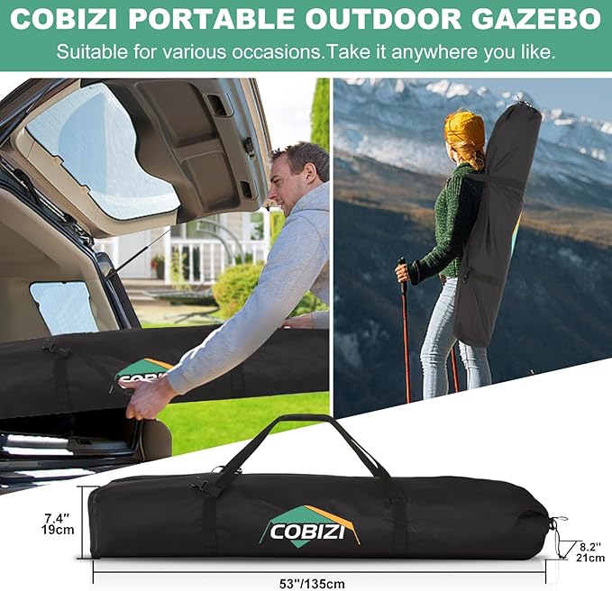 COBIZI 6x6 FT Pop up Gazebo, Popup Canopy Tent, Screened in Gazebos, Waterproof Portable Outdoor Small Screen Tents Sun Shelter,carpas para Patio for Camping, Garden and Backyard,Grey