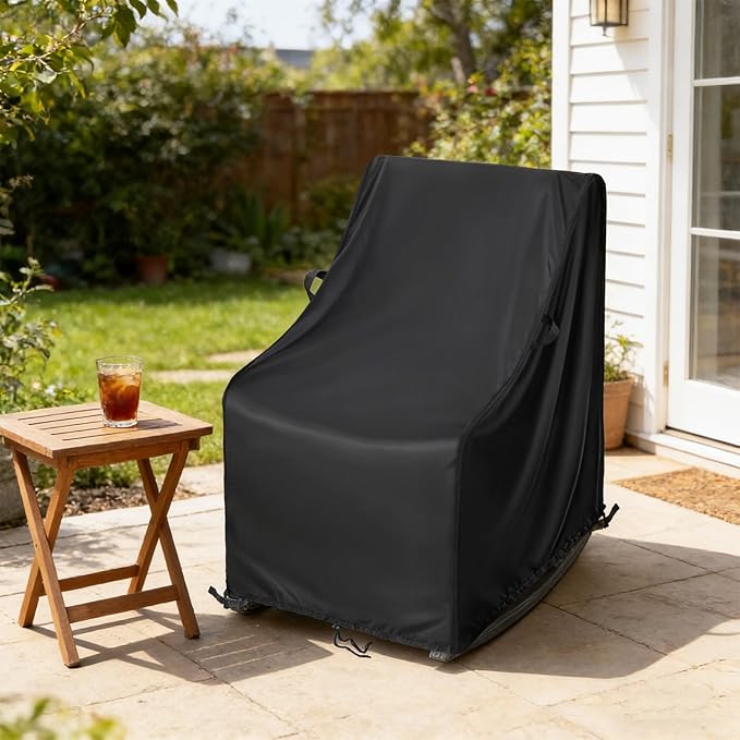 Kasla Patio Chair Cover, Waterproof Heavy Duty Cover for Outdoor Rocking Chair & Rattan Wicker Chair & Swivel Chair & Stackable Dining Chair (Black, 28"L×36"W×45"H, 2 Pack)