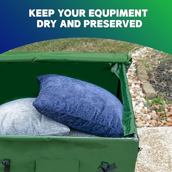 YardStash 143 Gallon Waterproof Deck Box, Portable Outdoor Storage Box for All Weather Tarpaulin Deck Box, Perfect for the Boat, Yard, Patio, or Camping – 143 Gallon, XL Green