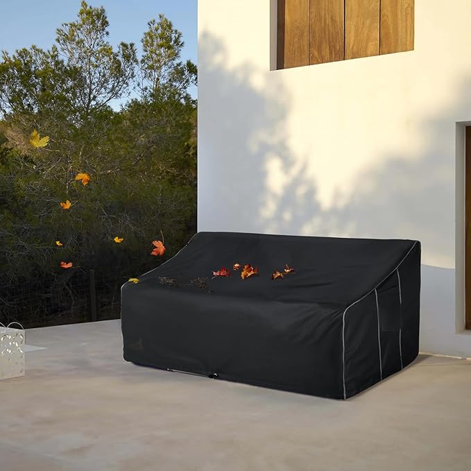 FORSPARK Patio Furniture Sofa Covers 79W x 38D x 35H 3-Seater inch Outdoor Waterproof Couch Loveseat Bench Cover, Black
