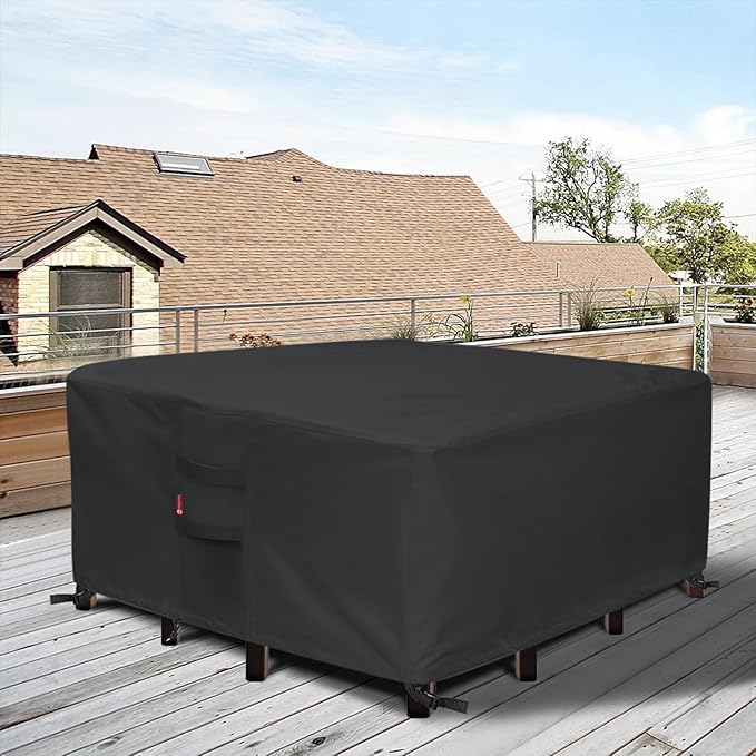 SheeChung Patio Furniture Covers Square 86"Lx86"Wx28"H,Waterproof Outdoor Furniture Covers,Heavy Duty Outdoor Dining Table and Chairs General Purpose Furniture Cover