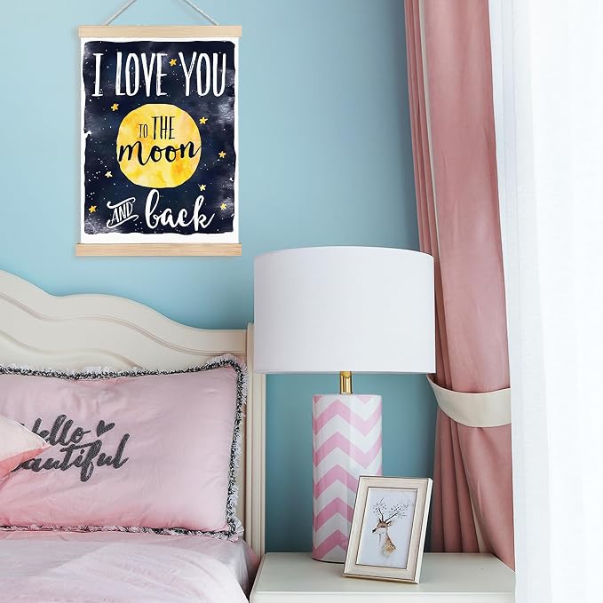 FDHSPAAM Moon Nursery Wall Art Decor, Baby Room Decor, Navy Blue Celestial I Love You To The Moon And Back Wall Art Posters for Nursery Home Kids Bedroom, 12x16 Inch