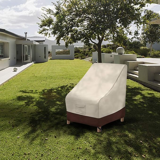 Vailge High Back Patio Chair Cover ,Waterproof Outdoor Chair Covers,600D Heavy Duty High-Back Chair Outdoor Patio Furniture Cover - (2 Pack - 35" L x 28W x 35" H , Beige & Brown)