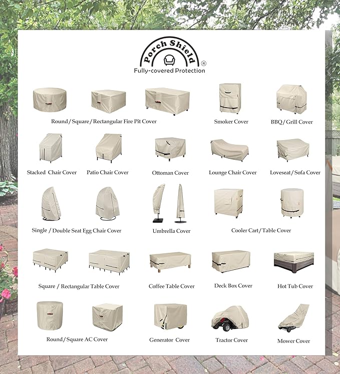 Porch Shield Patio Chair Covers - Waterproof Outdoor Lounge Deep Seat Adirondack Chair Cover - 34W x 37D x 36H inch, Beige