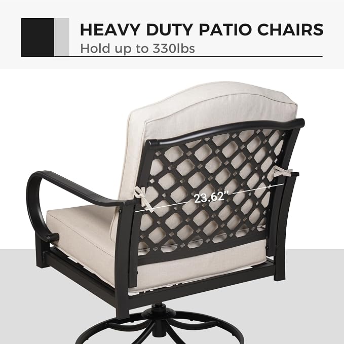 LIFE REDEFINED 5 Pieces Outdoor Patio Furniture Set with Fire Pit Table | Outdoor Conversation Set with 4 Swivel Rocking Chairs, Fireplace Patio Set for Garden, Backyard, Lawn