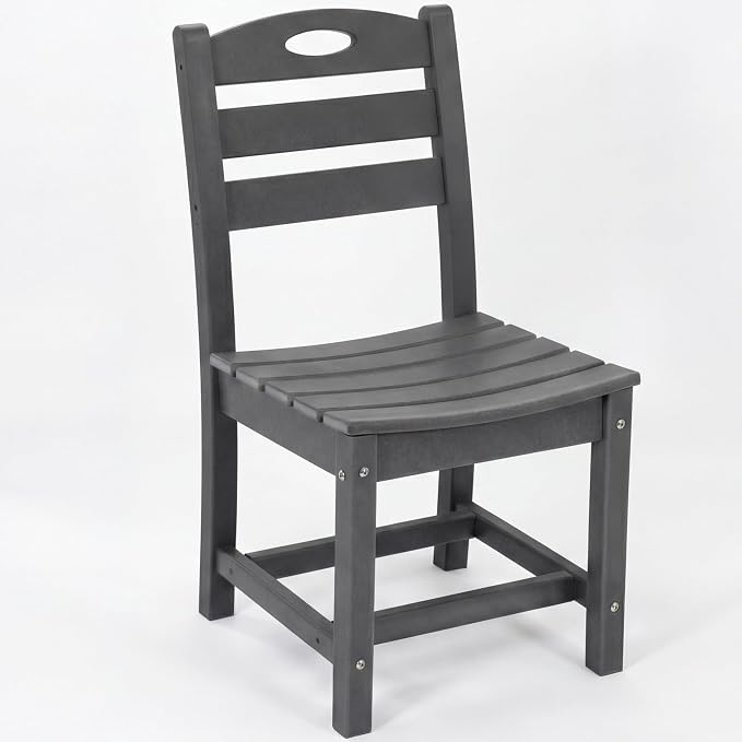 3-Pcs Outdoor Patio Dining Table Set of 3, Outdoor Patio Round 29.72'' Dining Table Bistro Set and Armless Chair for Lawn Garden Backyards, HDPE Material & 1.96'' Umbrella Hole, Gray