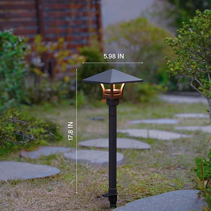 GOODSMANN Landscape Lighting Low Voltage Landscape Path Lights Oil Rubbed Bronze 4PK Path Lights Low Voltage 4W LED 32 Lumen 3000K Warm White with Cable Connectors