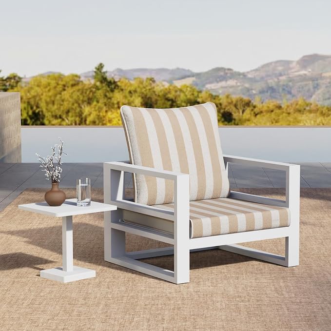 2 Pack Outdoor Throw Pillows 26" Patio Sofa Pillow,Khaki Stripe | Water-Resistant Outdoor Cushions,Decorative Pillows with Insert for Patio Garden Porch,Khaki Stripe