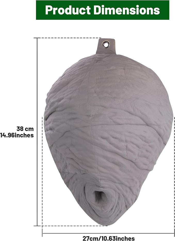 Inflatable Faux Hornet Nest Decor, Wasp Nest Decoy for Outdoor Hanging, Polyurethane, Gray, 1 Pack
