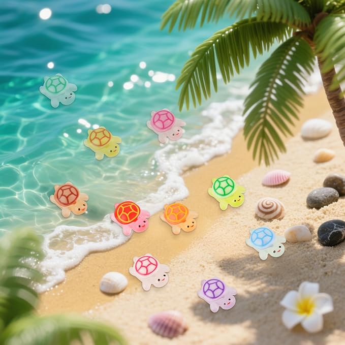 100pcs Luminous Mini Resin Turtles, Glow in the Dark Tiny Sea Turtle Animals to Hide Miniature Figures Small Plastic Ocean Animal for Fairy Garden Micro Landscaping Dollhouse Home Decor Crafts