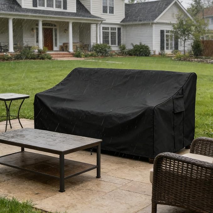 Patio Sofa Covers,100% Waterproof 2-Seater Outdoor Loveseat/Bench Cover,Patio Furniture Covers,78" Wx 38" Dx 35" H Black