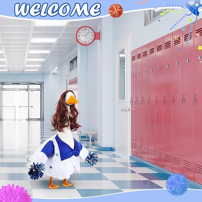 2 Pcs Cheerleader Porch Goose Outfit Clothes Cheerleading for 23" Goose Costume Garden Yard Outdoor Decorations