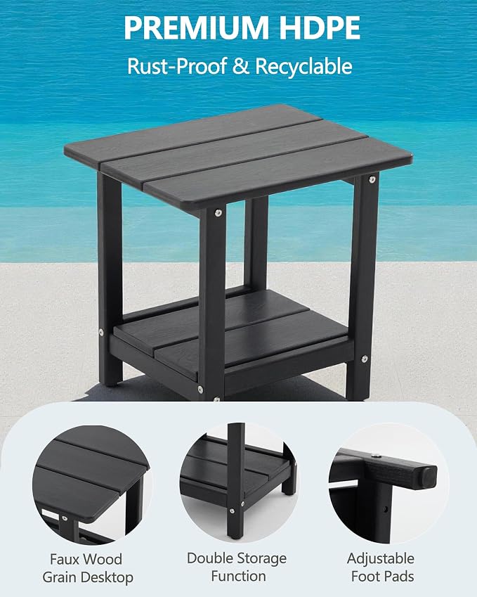 HDPE Outdoor Patio Furniture Set, 6-Piece Sofa Set with 4-Seat Couch 2 Coffee Tables, Weatherproof Conversation Set with Cushions, All-Weather Waterproof, for Garden, Porch & Backyard