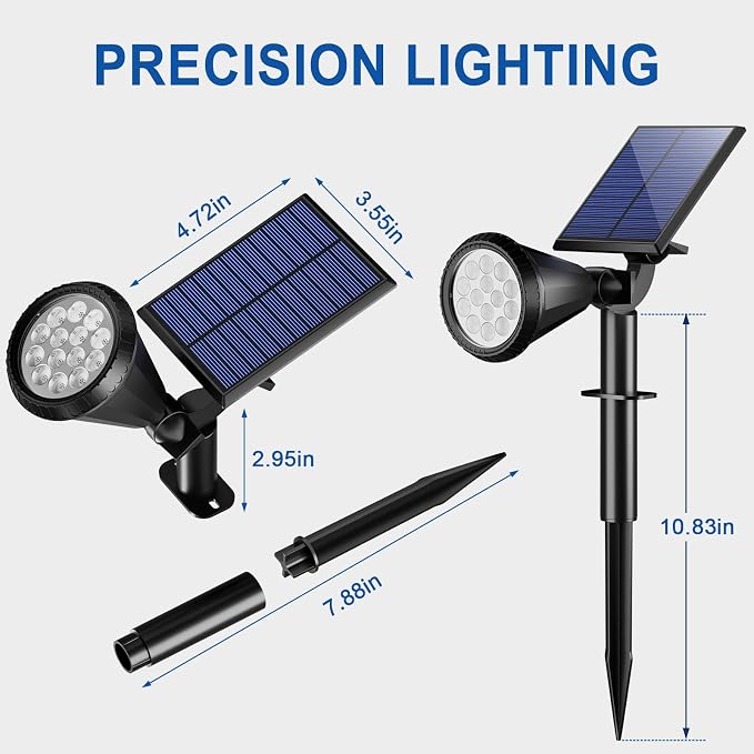 Solar Spot Lights Outdoor Waterproof IP65, Flag Landscape Spotlights | 6 Pack 4 Lighting Modes Solar Powered Spotlights Auto On/Off,Solar Garden Yard Pathway Wall Uplights for Outside,Cool White