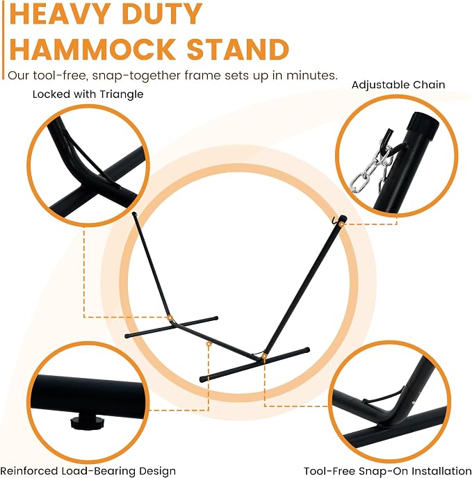 Lazy Daze Hammocks Hammock with Stand for Outside, Quilted Hammock with Detachable Pillow, Tool-Free Assembly, 450lb Capacity for Backyard, Patio, Aqua