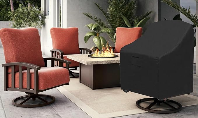 Outdoor Swivel Lounge Chair Cover 2 Pack,100% Waterproof Heavy Duty Patio Chair Covers, UV & Tear Resistant (30 W x 34 D x 38.5 H inches) patio furniture covers, Outdoor Chair Cover 2-Pack Black