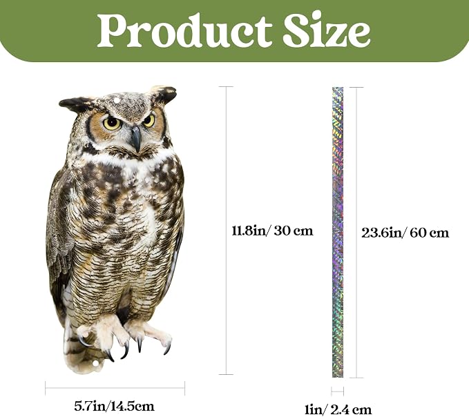 5PCS Plastic Owl to Scare Woodpecker for House Tree Fake Owl to Keep Pigeon Squirrel Away from Balcony Outdoor Flat Garden Owl with Reflective Tape for Yard Window Patio Porch