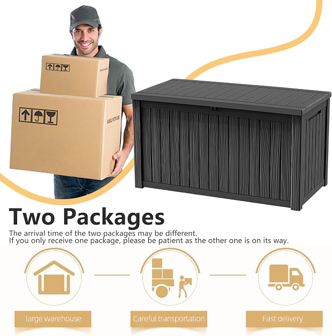 Large Outdoor Storage Box, 200 Gallon Deck Box, Lockable Outside Storage Bin, Waterproof Container with Reinforced Hydraulic Rod for Patio Cushions, Garden Tools, Sports Equipment
