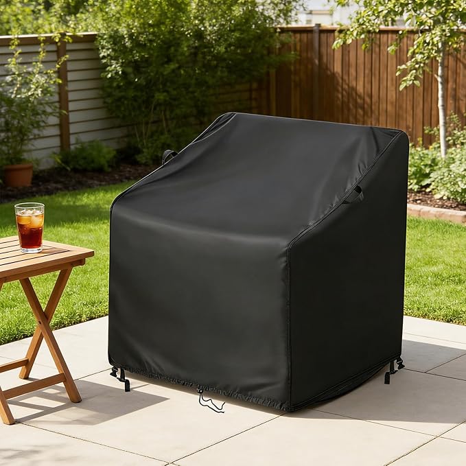 Kasla Patio Chair Cover, Waterproof Heavy Duty Cover for Outdoor Rocking Chair & Papasan Rocking Chair & Rattan Wicker Chair & Swivel Chair (Black, 43"L×42"W×42"H, 2 Pack)