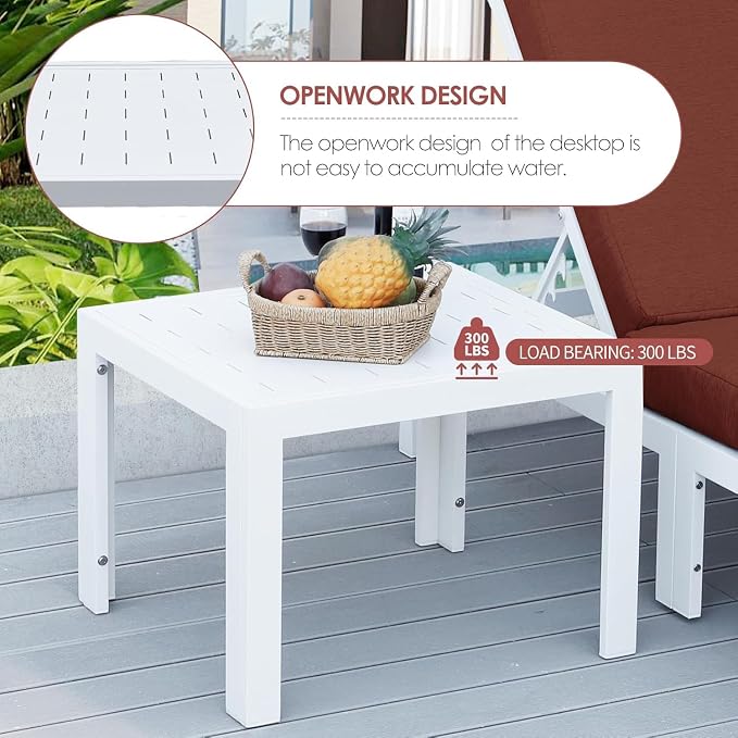 NICESOUL 16 Piece Modern Aluminum Outdoor Patio Furniture Set with Chaise & Coffee Table, Extra Large All-Weather Modular Sectional Couch, 29" Wide Deep Seating Conversation Sofa for Poolside, Red