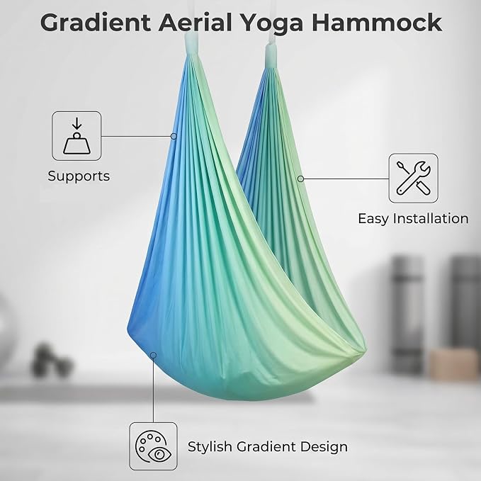 Dark Green Aerial Yoga Hammock, 400×180 Cm Flexible Silk Swing, Ideal for Relaxation and Stress Relief for Sports Enthusiasts