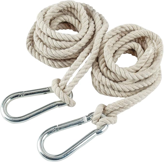 Double Size Travel Hammock with 2 Tree Swing Hanging Straps Canvas Hammock Rope 9.8 FT Each with Heavy Duty Carabiner Hooks Kit
