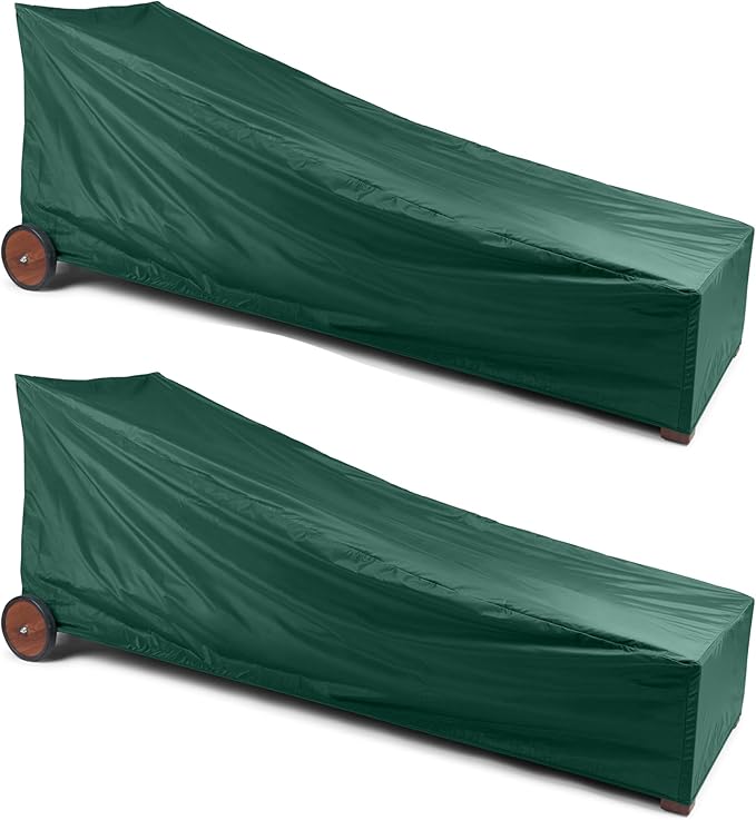 Covermates Chaise Lounge Cover - Light Weight Material, Weather Resistant, Elastic Hem, Seating and Chair Covers, 30W x 82D x 38H - Set of 2, Green